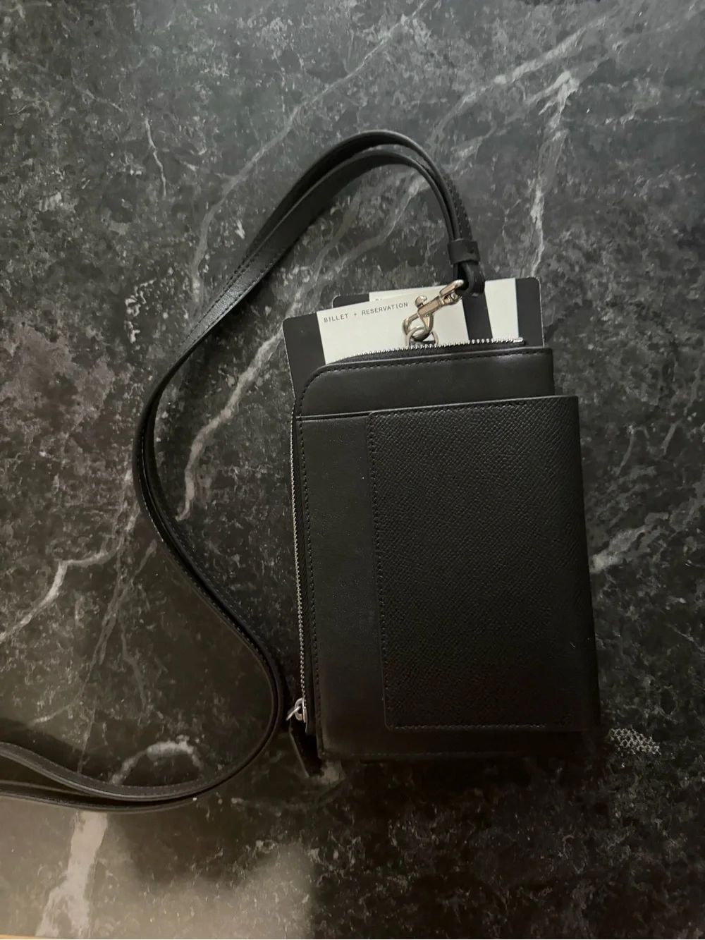 Balenciaga Black Leather Passport Cover with Gold Crest